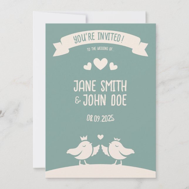Slate Blue Bird Song Invitation (Front)