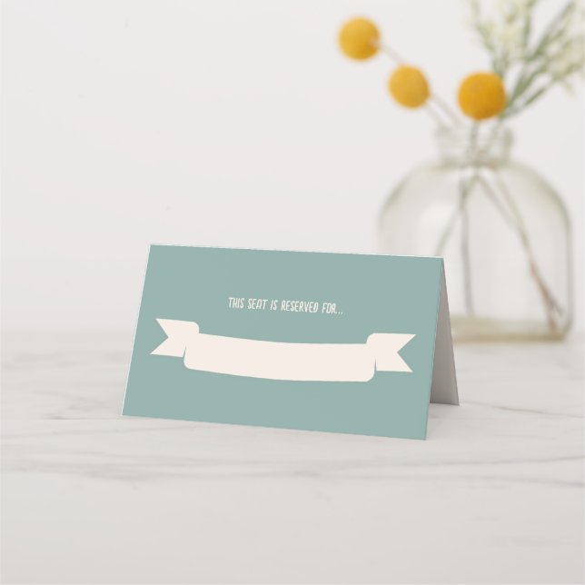 Slate Blue Bird Song Wedding Place Card (Front)