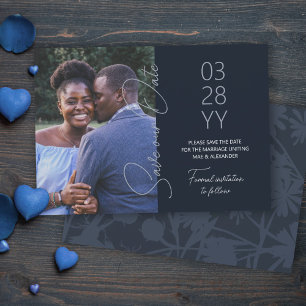 Slate Blue, Blue-Grey Wedding Save the Date Invitation