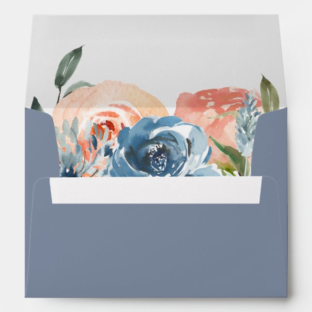Slate Blue Botanical Personalised Return Address Envelope (Back (Bottom))