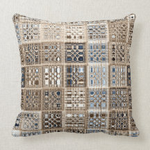 Slate Blue Brown Sari Mosaic Pattern Art