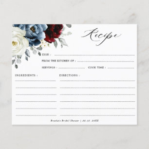 Slate Blue Burgundy Ivory Bridal Shower Recipe