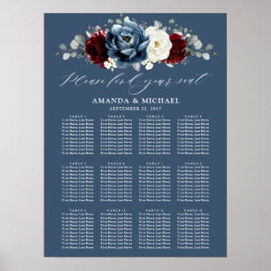 Slate Blue Burgundy White Ivory Boho Seating Chart