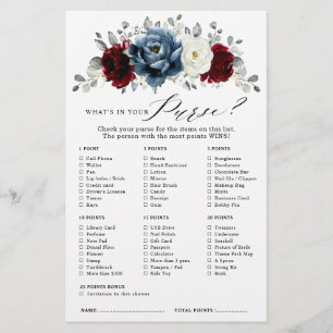 Slate Blue Burgundy White Ivory Bridal Shower Game