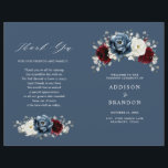 Slate Blue Burgundy White Ivory Floral  Program<br><div class="desc">Slate,  Burgundy,  White ivory themed floral wedding program featuring elegant bouquet of burgundy,  slate,  dusty blue,  ivory roses and peony flowers and dusty green eucalyptus leaves. Please contact me for any help in customisation or if you need any other product</div>