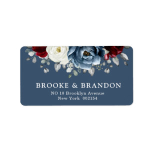 Slate Blue Burgundy White Ivory Floral Wedding  La Label