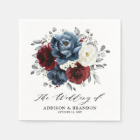 Slate Blue Burgundy White Ivory Floral Wedding 