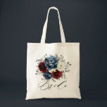 Slate Blue Burgundy White Ivory Floral Wedding  Tote Bag<br><div class="desc">Slate,  Burgundy,  White ivory themed floral wedding bride tote bag featuring elegant bouquet of burgundy,  slate,  dusty blue,  ivory roses and peony flowers and dusty green eucalyptus leaves. Please contact me for any help in customisation or if you need any other product</div>