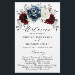 Slate Blue Burgundy White Ivory Wedding Program<br><div class="desc">Slate,  Burgundy,  White ivory themed floral wedding program featuring elegant bouquet of burgundy,  slate,  dusty blue,  ivory roses and peony flowers and dusty green eucalyptus leaves. Please contact me for any help in customisation or if you need any other product</div>