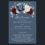 Slate Blue Burgundy White Ivory Wedding Program<br><div class="desc">Slate,  Burgundy,  White ivory themed floral wedding program featuring elegant bouquet of burgundy,  slate,  dusty blue,  ivory roses and peony flowers and dusty green eucalyptus leaves. Please contact me for any help in customisation or if you need any other product</div>