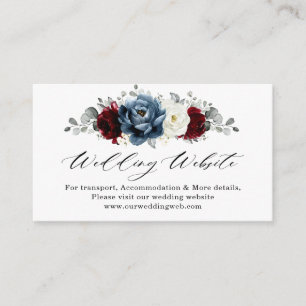 Slate Blue Burgundy White Ivory  Wedding Website   Enclosure Card