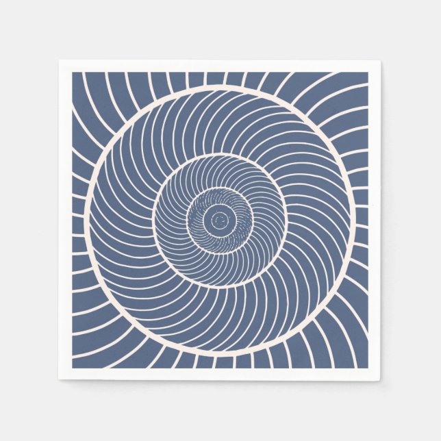 Slate blue cream spiral snail fibonacci  napkin (Front)