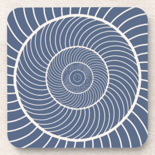 Slate blue cream spiral snail fibonacci nautical coaster