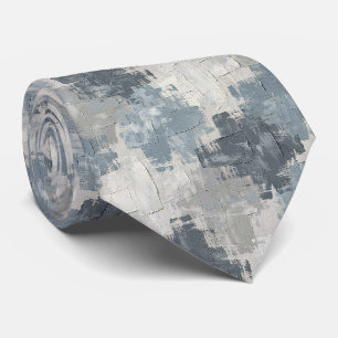 Slate Blue Faux Silk   Abstract Designer Style Tie