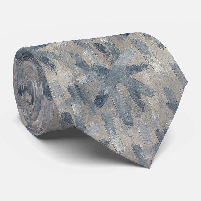 Slate Blue Faux Silk | Abstract Designer Style Tie (Rolled)