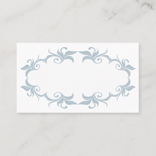 Slate Blue Flourish Wedding Place Cards (Front)