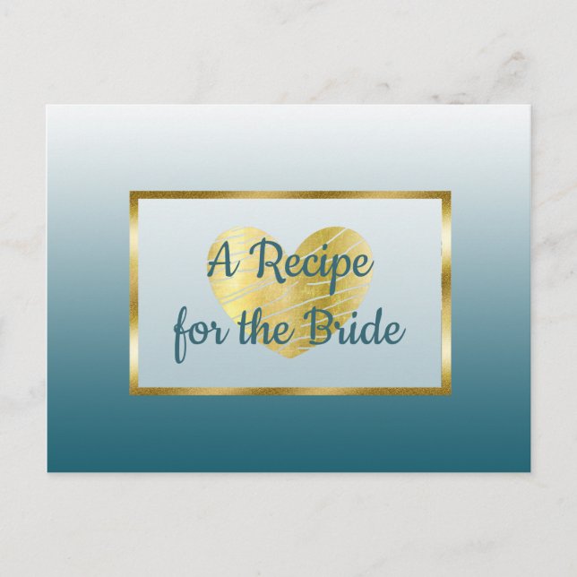 Slate Blue & Gold Butterfly wedding Recipe Card (Front)