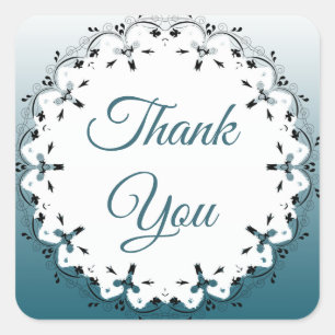 Slate Blue Gradient and Black Thank You Stickers