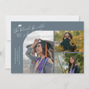 Slate Blue Graduate She Believed Multi Photo Announcement
