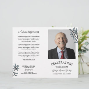 Slate Blue Greenery Photo Celebration of Life