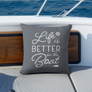 Slate Blue Life Is Better On The Boat Cushion