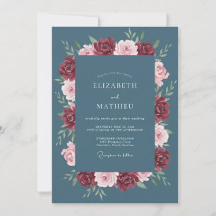 Slate Blue Luxe Winter Wedding Invitation