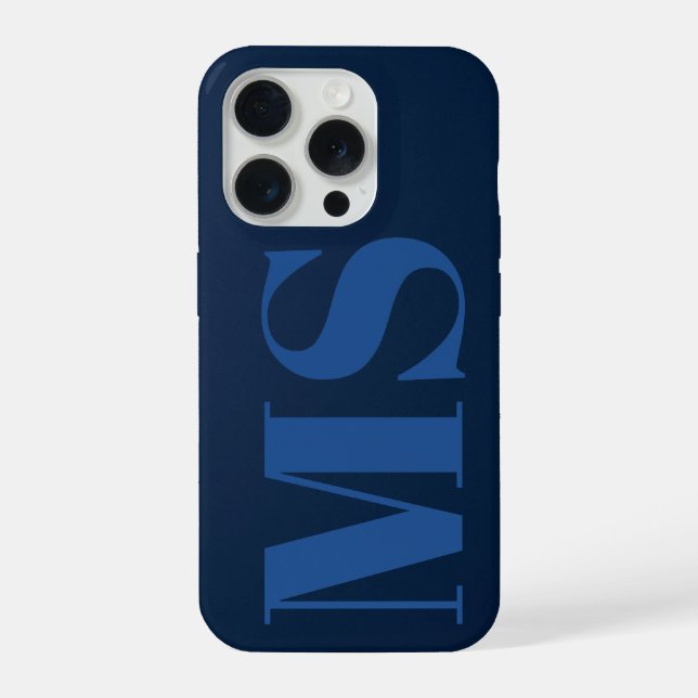 Slate Blue Minimal Monogram Case-Mate iPhone Case (Back)