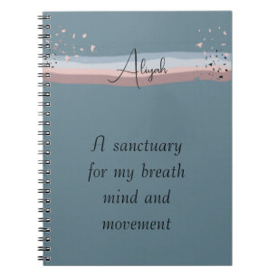 Slate Blue Minimalist Boho Personalised Meditation Notebook