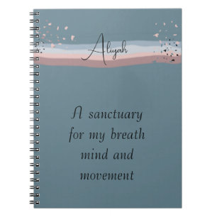 Slate Blue Minimalist Boho Personalised Meditation Notebook