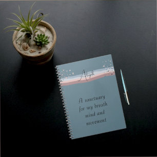 Slate Blue Minimalist Boho Personalised Meditation Notebook
