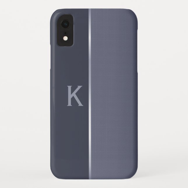 Slate Blue Monogrammed iPhone XS Case (Back)