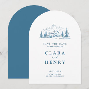 Slate Blue Mountain Winter Save the Date Card