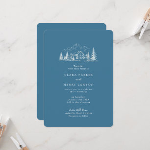 Slate Blue Mountain Winter Wedding Invitation