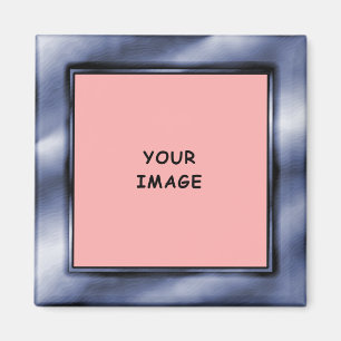 Slate Blue Ombre Photo Frame Style Border Magnet