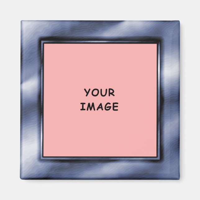 Slate Blue Ombre Photo Frame Style Border Magnet (Front)