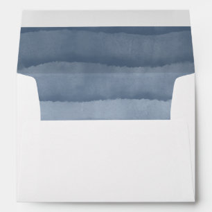 Slate Blue Ombre Watercolor Wedding Envelope