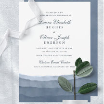 Slate Blue Ombre Watercolor Wedding Invitations