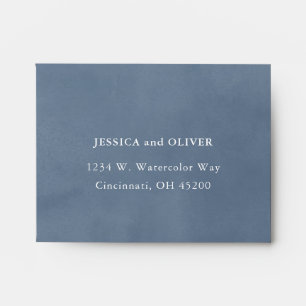 Slate Blue Ombre Watercolor Wedding RSVP Envelope