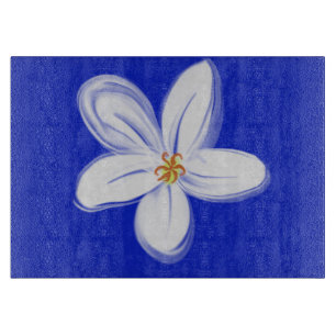 Slate Blue Orchid Decorative Glass Cutting Board