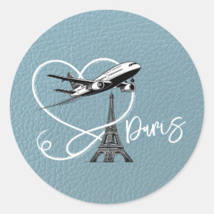 Slate Blue Paris Passport  Classic Round Sticker