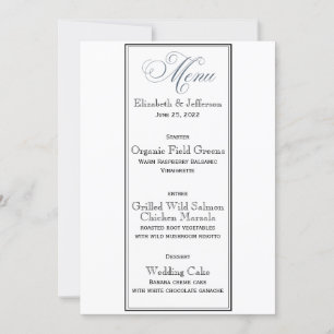 Slate Blue Party or Wedding Menu Card