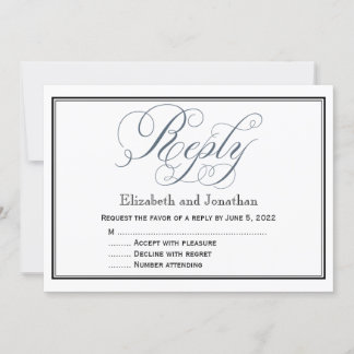 Slate Blue Script Reply RSVP Enclosure Card