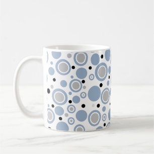 Slate Blue Silver Black Geometric CIrcles Coffee Mug