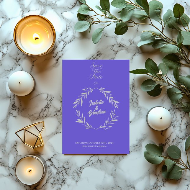 Slate Blue & Silver Diamond Save the Date Wedding Invitation (Creator Uploaded)