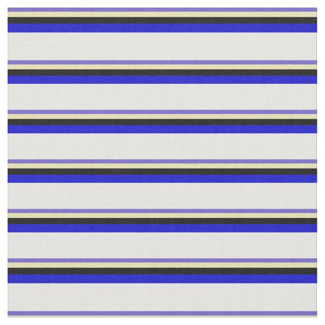 Slate Blue, Tan, Black, Blue & White Coloured Fabric (Close Up)