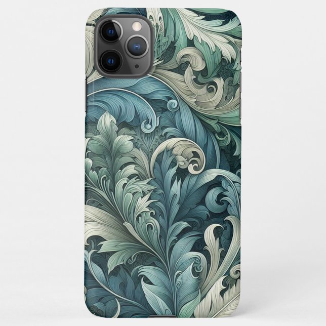 Slate Blue Teal Green Grey Paisley Art Pattern iPhone Case (Back)
