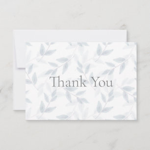 Slate Blue Watercolor Leaves Pattern Thank You Card