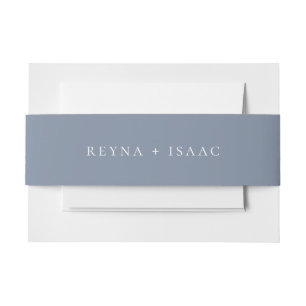 Slate Blue Wedding Invitation Belly Band