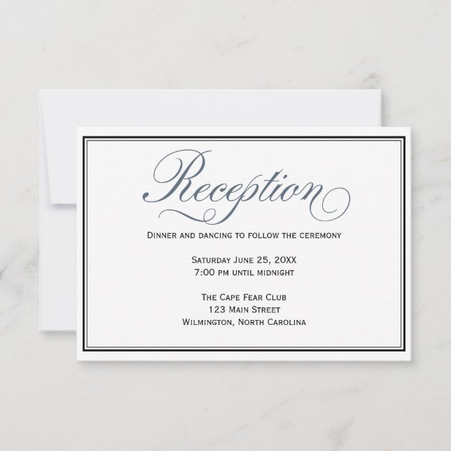 Slate Blue Wedding Reception Enclosure Card (Front)