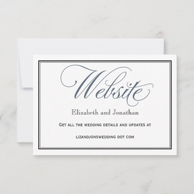 Slate Blue Wedding Website Enclosure Card (Front)